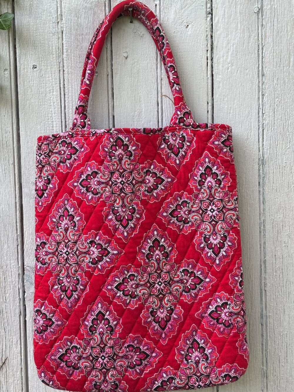 Vera Bradley Red Medallion Quilted Cotton Tote Bag | Like New - Picture 2 of 3